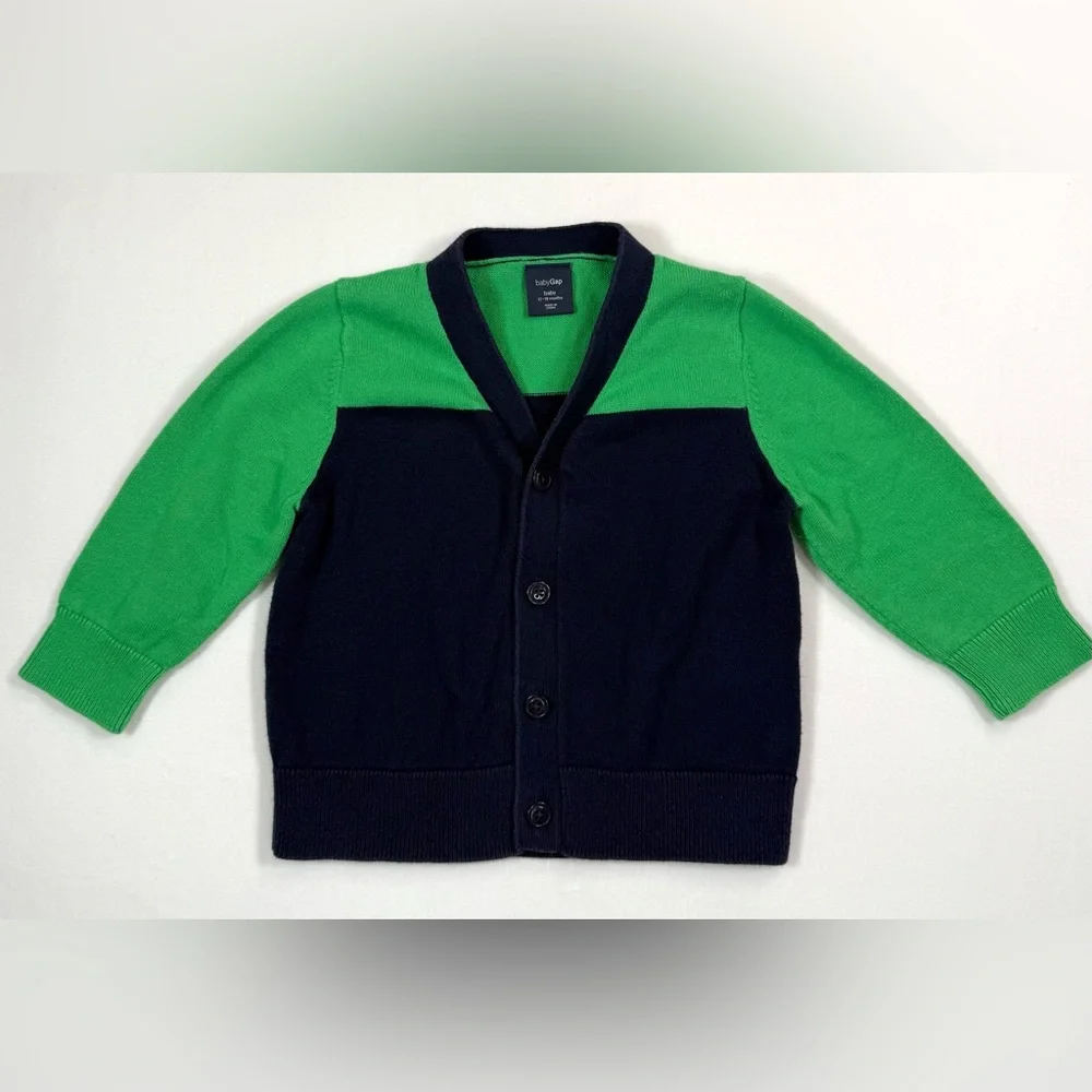 BABY GAP Baby Boys Grandpacore Colorblock Cardigan Sweater 12-18m‎ Preppy Retro